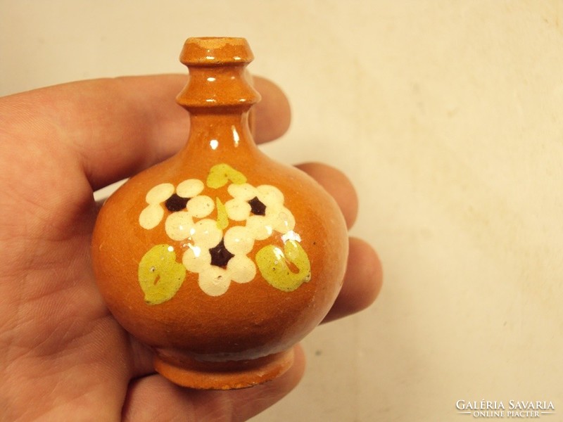 Retro old painted ceramic jug demison jar ornament flower pattern folk folk art