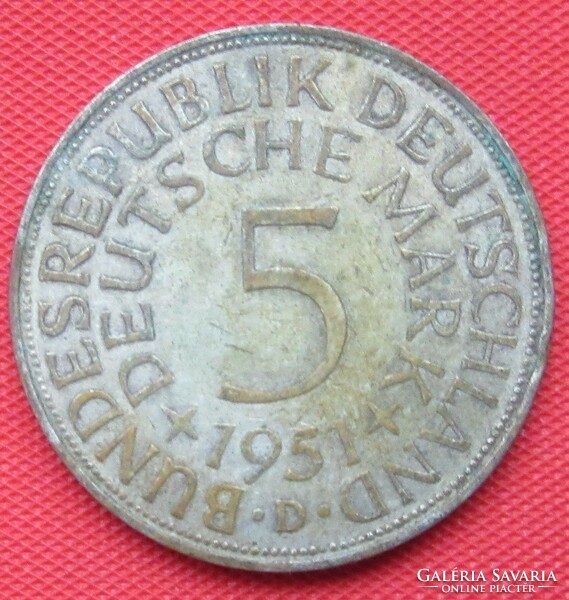 Silver 5 marks 1951 d nszk