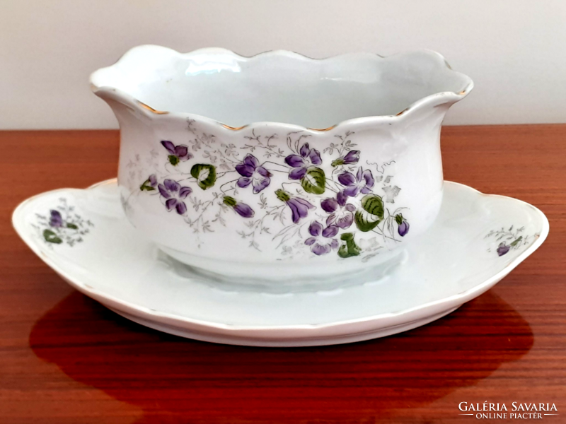 Antique porcelain violet sauce bowl serving sauce