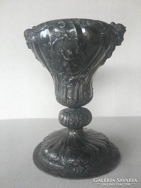 Silver-plated lamp base/basto with beautiful puttos