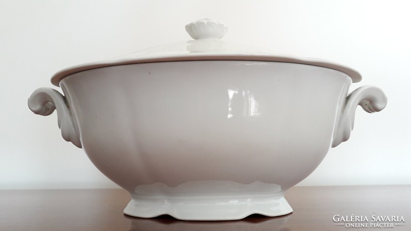 Old drasche porcelain soup bowl with white serving
