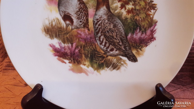 Fürj madaras porcelán tányér, vadászos dísztányér (L3460)