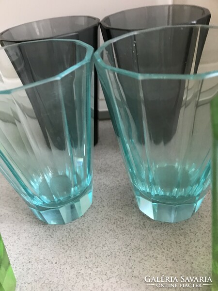 Antique peeled water glasses, 10.5 cm high