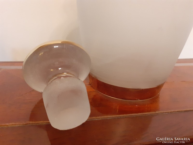 Régi cseh italos üveg dugós aranyozott díszüveg