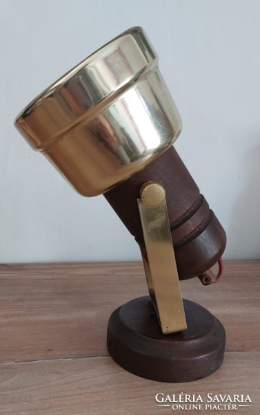 Szarvasi space age wood and brass wall reading lamp. Retro but still fashionable!