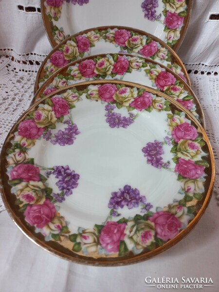 4 db rózsás süteményes tányér