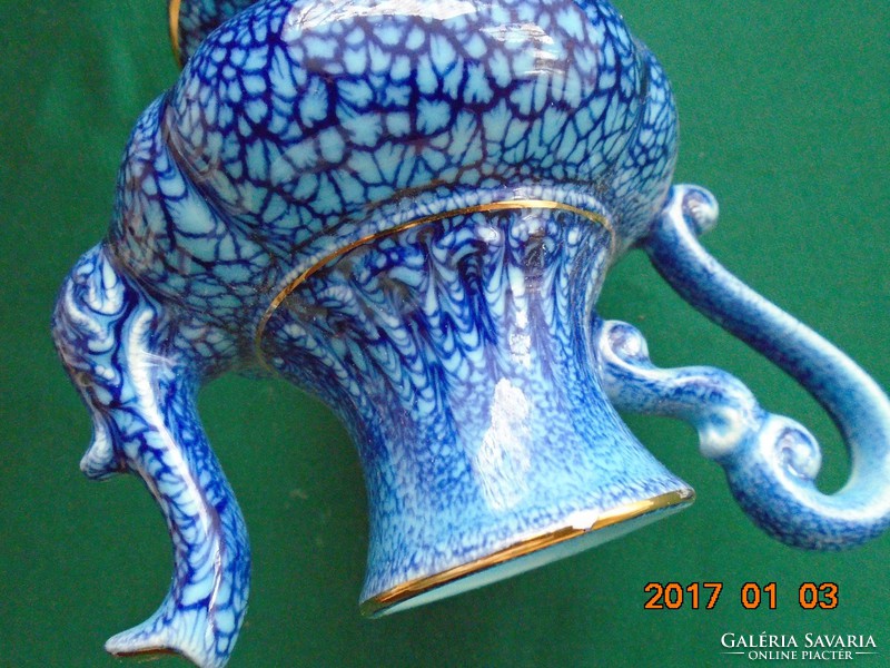 "Veritable bleu de Four" jelzéssel olasz kézzel festett díszkancsó
