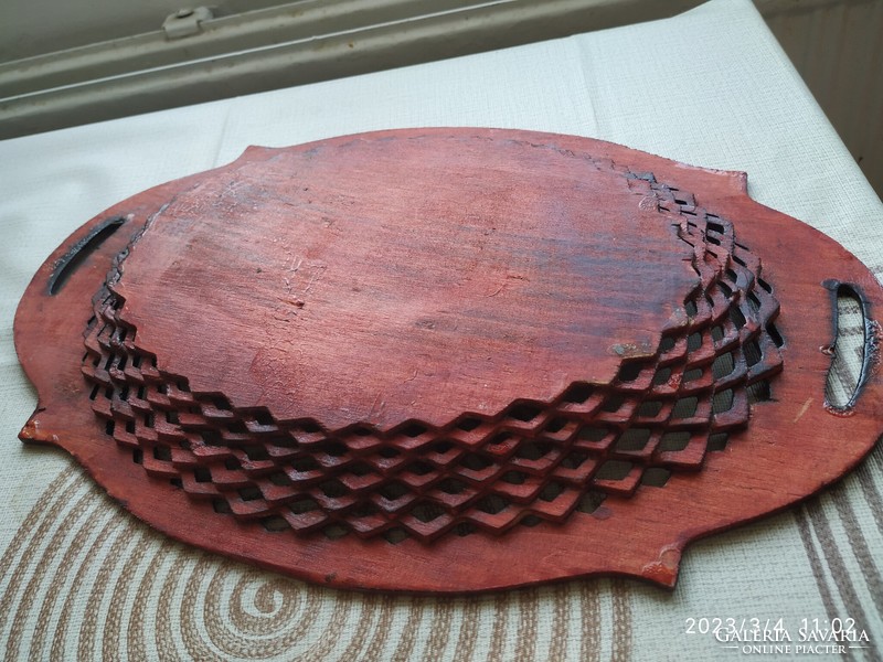 Pierced wooden carved tray, folk offering for sale! Beautiful!