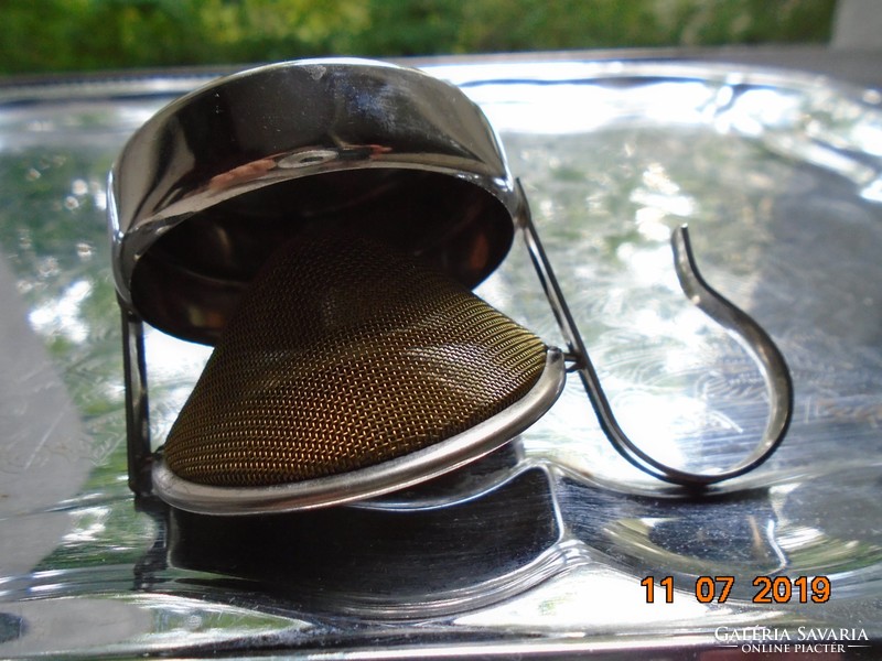 Antique silver-plated tea infuser with metal mesh filter