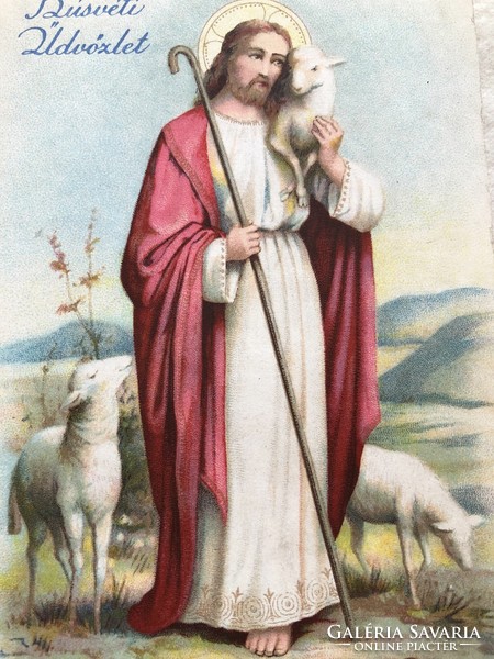 Antik, régi litho Húsvéti képeslap                                      -3.