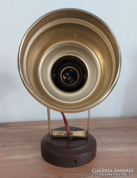 Szarvasi space age wood and brass wall reading lamp. Retro but still fashionable!