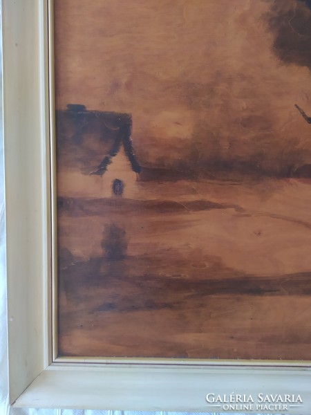 András Balogh: landscape burnt wood, in original gallery frame 80 x 61 cm