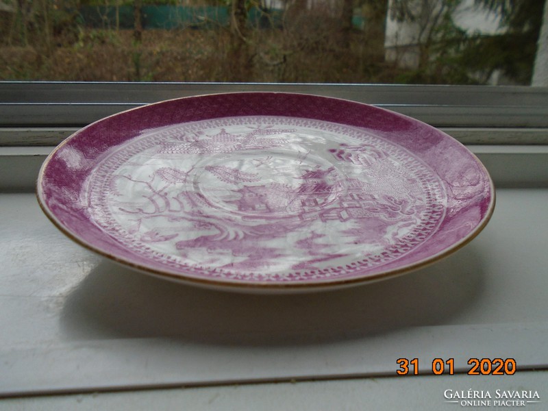 1880 COPELAND Pink Willow Viktoriánus Keleti mintával, jelzett, kézzel számozott tányér
