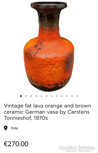 Vintage Fat Lava Orange and Brown Ceramic West German Vase, Carstens Tonnieshof, 1970s