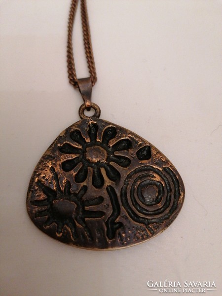Enameled applied arts copper necklace