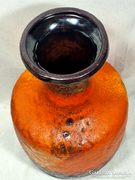 Vintage Fat Lava Orange and Brown Ceramic West German Vase, Carstens Tonnieshof, 1970s