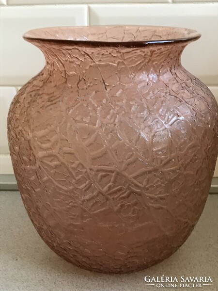 Antik Loetz repesztett üveg váza az 1930-as évekből, 23 cm