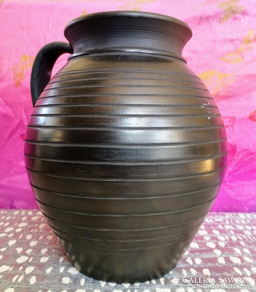 Large karcagi black ceramic jar (folk art clay industry hsz)