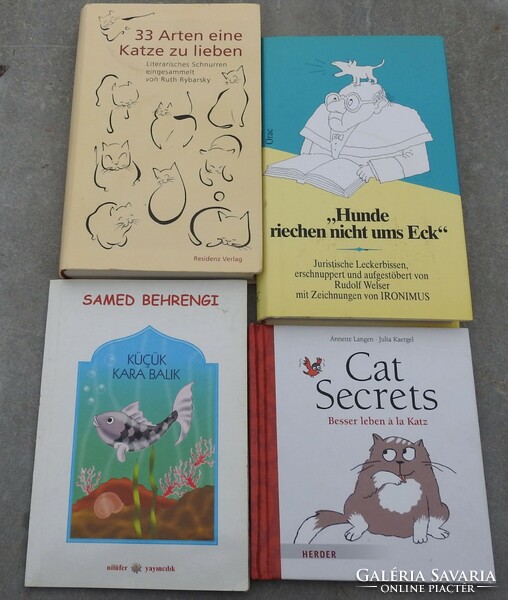 German language books about animals - cat - hunde - and a Spanish book about fish