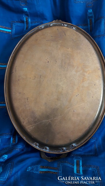 Old copper tray with oval handles (m3414)