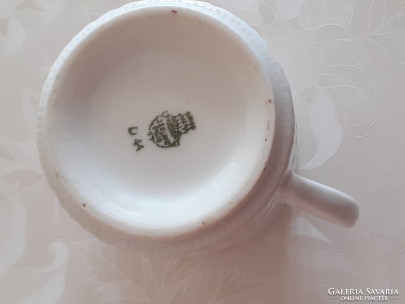 Régi Zsolnay porcelán ibolyás bögre emlék feliratos népi teás csésze