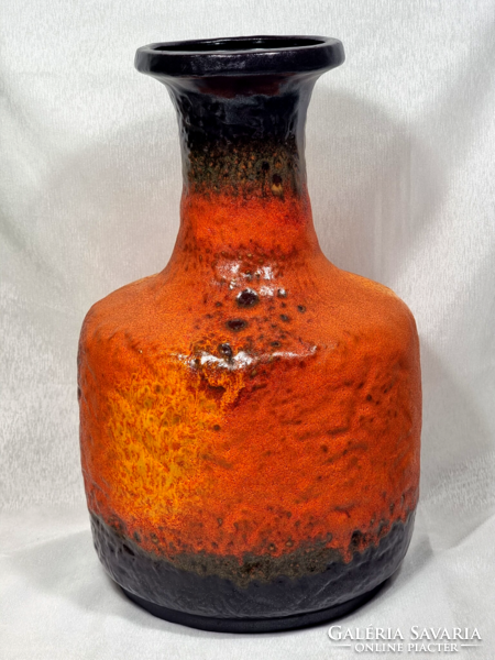 Vintage Fat Lava Orange and Brown Ceramic West German Vase, Carstens Tonnieshof, 1970s