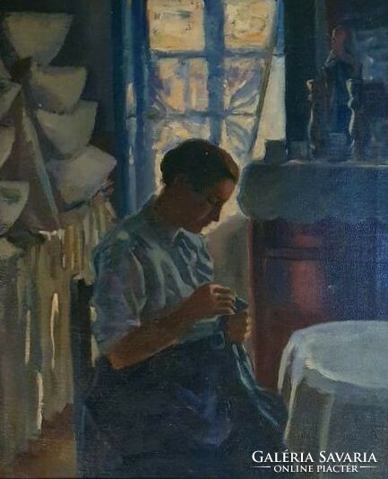 Galla endre (1897-1971): sewing woman