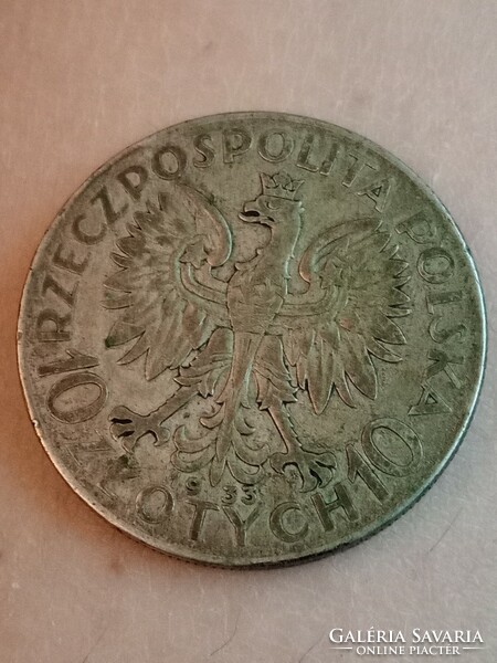 Ritka ezüst 10 Zlotych érme 1933