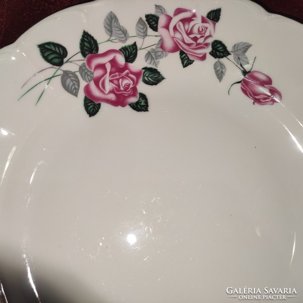 Mz Czech rose porcelain serving plate, cake-marked, gilded edge