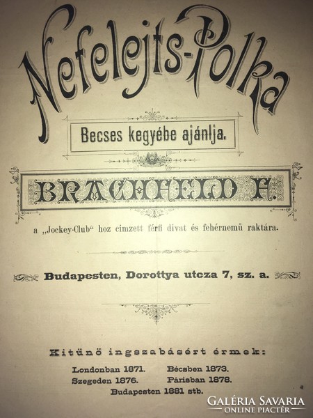 /1881/ Nefelejts-polka recommends it to the precious favor. Brachfeld f.
