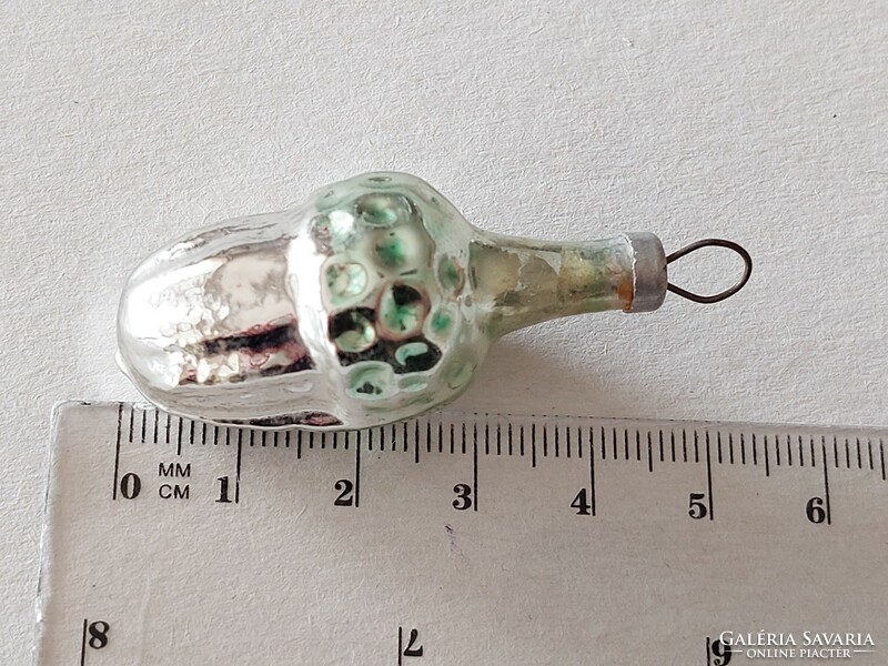 Old glass Christmas tree ornament silver acorn glass ornament