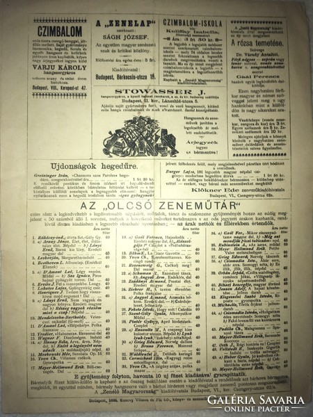 /1895/ Zélenő Hungarian music magazine!!- My sweet mother is the cause...,- Made from pine wood