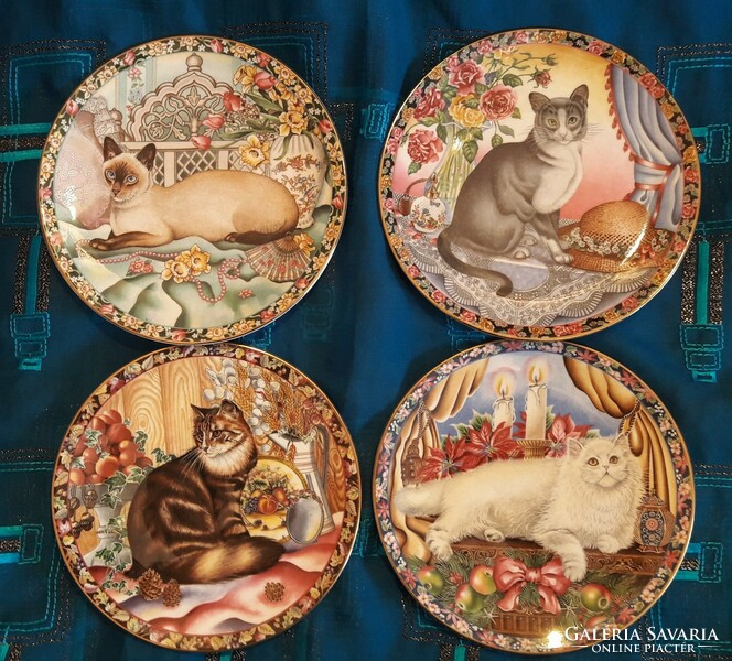 English cat porcelain decorative plate, Aynsley porcelain four seasons kittens set (m3468)