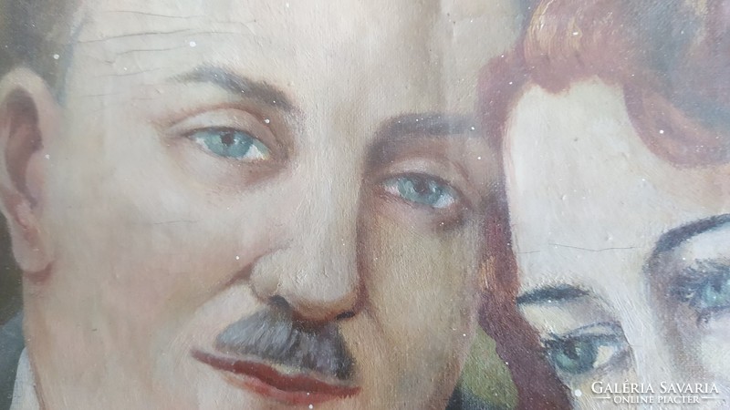 Kőrösy Balogh idillikus páros portréfestménye, olaj karton  42x32 cm kerettel