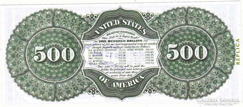 USA / WASHINGTON / 500 dollár1891REPLIKA