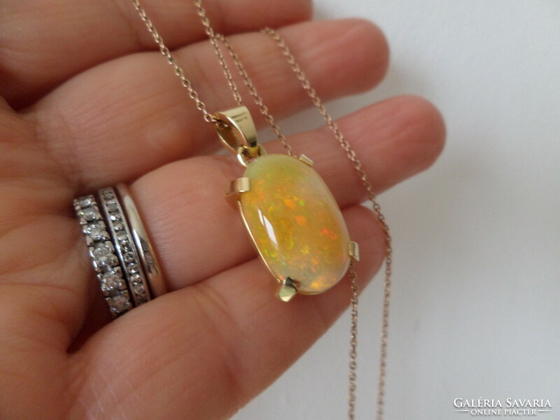 18K gold huge opal pendant