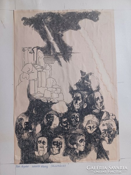 Karola Szomolány: from spirit to soul - illustration by Árpád Tóth - pen drawing (43x33 cm)