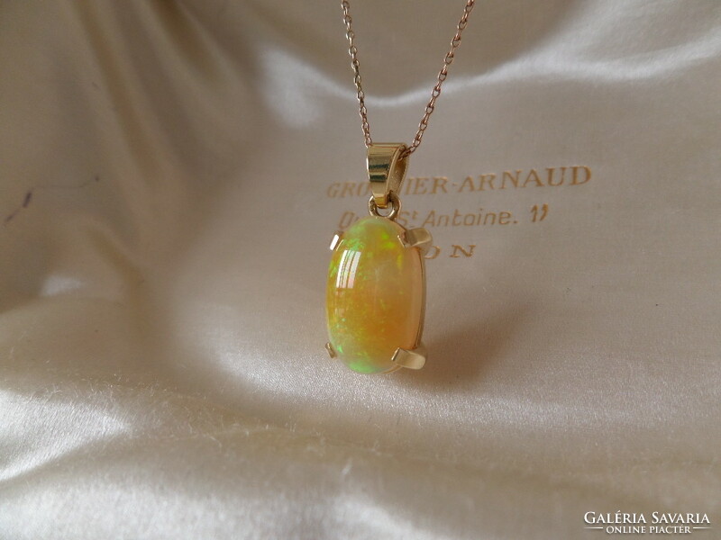 18K gold huge opal pendant