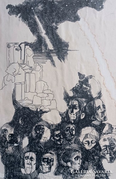 Karola Szomolány: from spirit to soul - illustration by Árpád Tóth - pen drawing (43x33 cm)