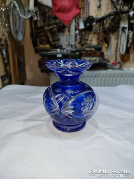 Old blue crystal vase