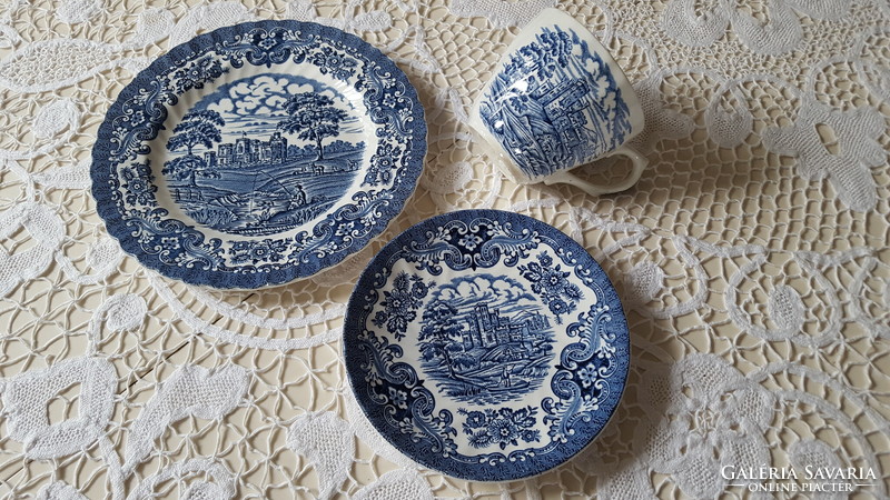 English old country castles earthenware three-piece breakfast set 5 pcs.