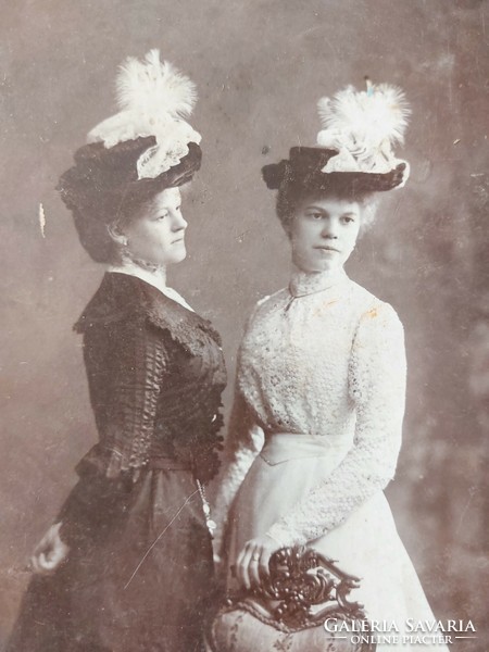 Antik fotó 1901 Strelisky fotográfus Budapest fénykép hölgyek