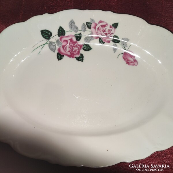 Mz Czech rose porcelain oval serving plate, steak plate, pastry - marked