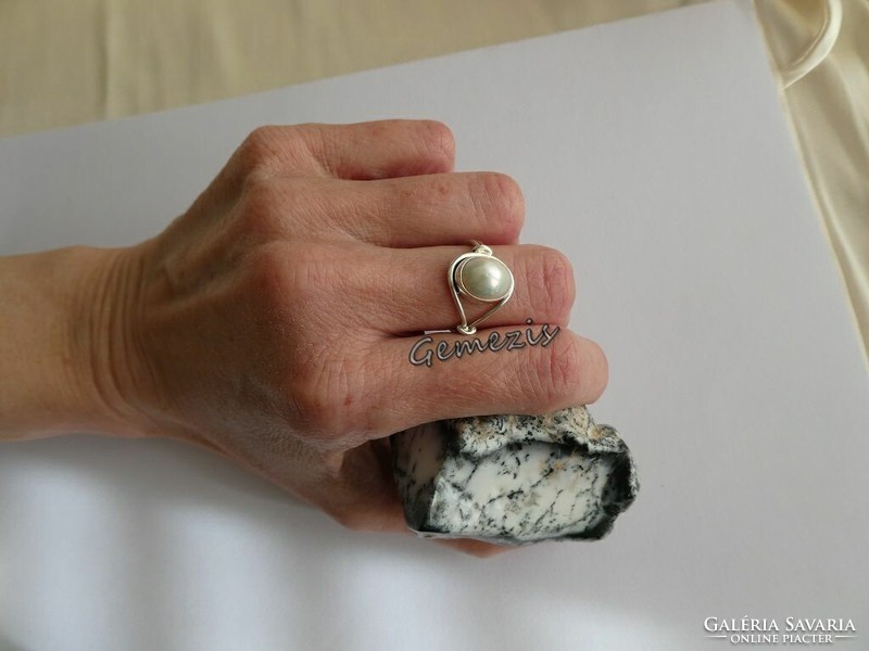Valódi Tenyésztett Gyöngy 925 Ezüst Gyűrű 53-as