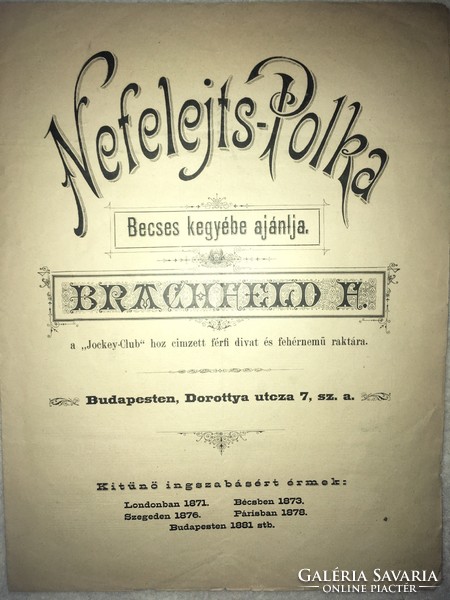 /1881/ Nefelejts-polka recommends it to the precious favor. Brachfeld f.