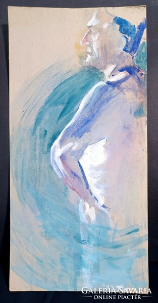 Male portrait - blue and purple watercolor (45x22 cm)