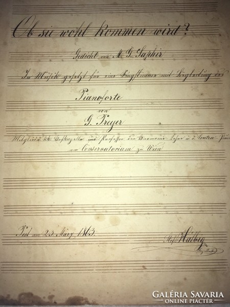 /1863/ Ob sie wohl rommen wird? Handwritten sheet music!!! Dedicated; stef hälbig