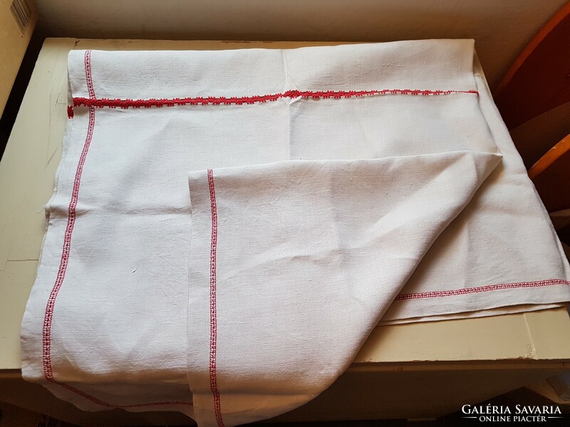 Vintage! 150 X 120 cm genuine woven linen tablecloth/tablecloth