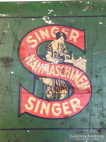 Old metal box singer sewing box loft industrial decor