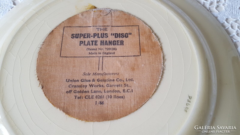 Antik,angol vadászjelenetes fajansz tányér 26.5cm.